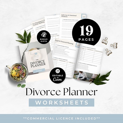 Divorce Planner Template, Co-parenting Checklist, Financial Worksheets, Printable Divorce Preparation Organizer, Divorce Coach Resource - Etsy