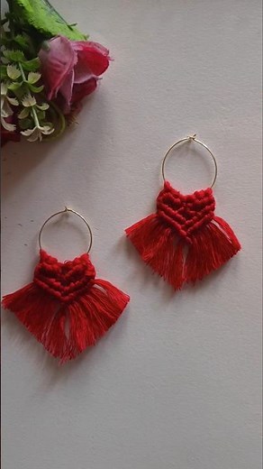 Macrame Hoop Earrings Tutorial | Diy Easy steps for beginners | valentine special #hoopearrings #diy