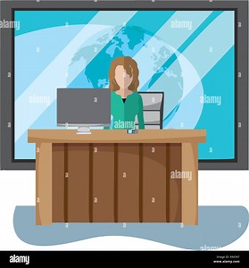news journalist woman presenting news on television studio cartoon vector illustration graphic design Stock Vector Image & Art - Alamy