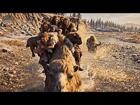 Life Millions of Years Ago | Prehistoric Humans Survival the Ice Age Confronting Bison priscus