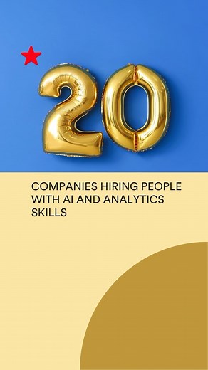 20 companies hiring people with AI and analytics skills. AI and analytics is one of the most exciting areas to work in at the moment. Here, we’ve rounded up some companies hiring talent in that area right now. AI skills are needed in sectors as diverse as renewables and medical devices; a lot of the companies on this list are in the healthcare business. Every sector is looking for AI and analytics skills, so you should be able to find your niche. Happy job hunting. Click the link in our bio to r