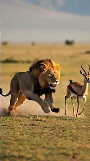 Lion’s Deadly Sprint: Gazelle Runs for Its Life!