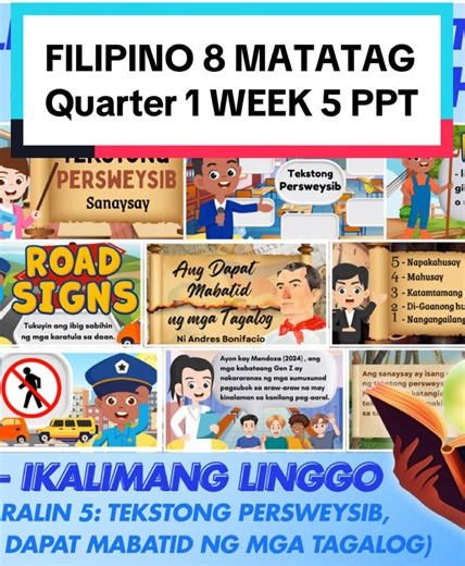 FILIPINO 8 MATATAG: WEEK 5 PPT and Games Available