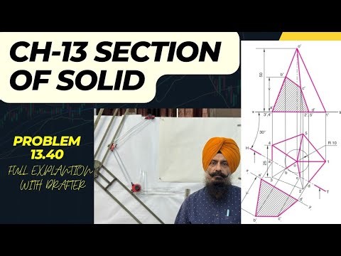 Sections of Solids–Problem 13.40 Using Drafter Scale | Engineering DWG. | Full Step-by-Step Solution