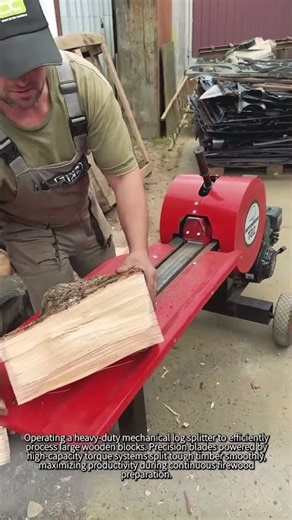 Ultimate Power of Mechanical Log Splitting in Action #worker #process #logsplitter #woodworking