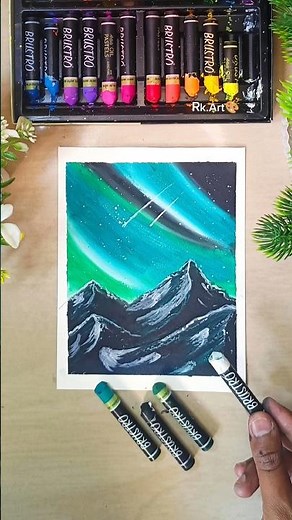 🌌✨Easy Northern Lights Drawing with Oil Pastels | Aurora Borealis for Beginners
