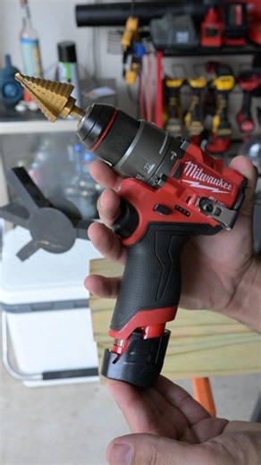 Milwaukee M12 Fuel hammer drill with step drill bit. #powertools #diy #shorts #metalworking