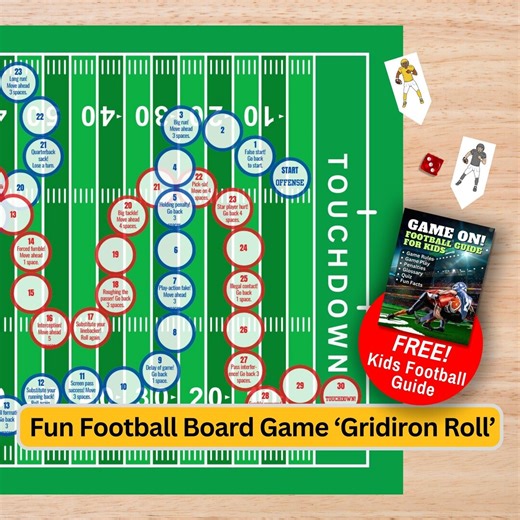 Football Board Game for Kids: Family Game Night (PDF Digital Download) - Etsy