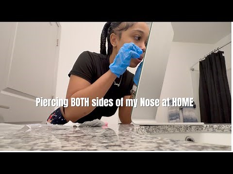 DIY/ Doing a DOUBLE Nose PIERCING at HOME!! How i pierced my nose at Home