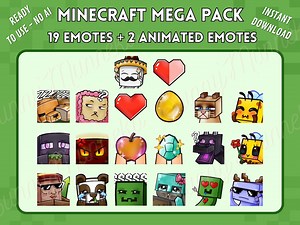 Minecraft Mega Pack - 20 Emotes for Twitch, Cute and Animated Emotes - Etsy Australia