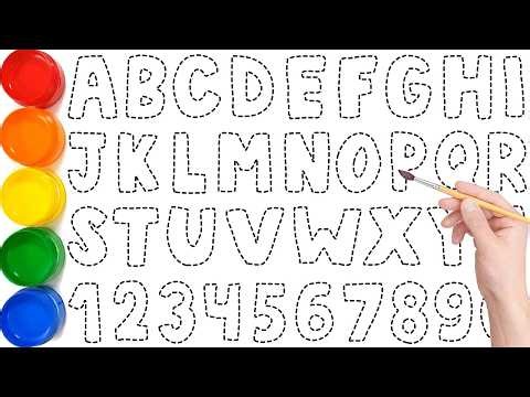 Coloring Page, Alphabet and Numbers Easy Draw and Paint Step by Step, KS ART