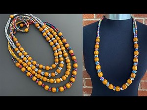 💖 Very Easy, Beautiful Statement Braided Fabric Beaded Necklace | Plaited Fabric Rope Long Necklace