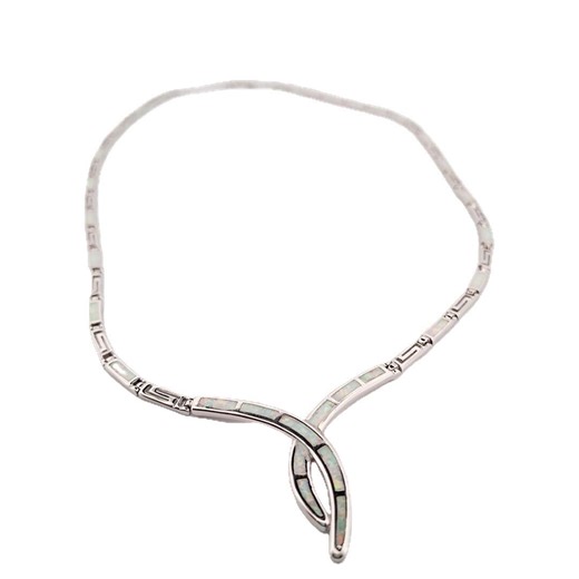 Greek Key Meander Opal Necklace, Silver-tone With White Opal Inlay, Symbol of Eternity - Etsy