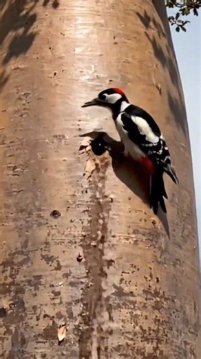 Woodpecker is pecking trees #birdvideo #woodpecker #birdwatching #nature #trees | Amazing Creatures