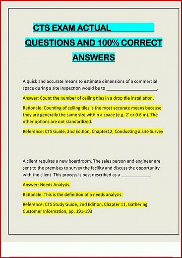 Cts Exam Actual Questions And 100 Correct Answers video