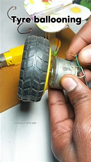 Tyre ballooning #automobile #dcmotor #experiment #tyre #youtubeshorts #shorts