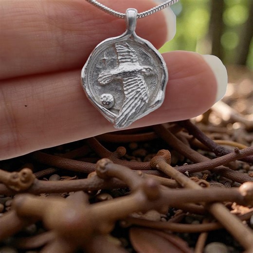 Sterling Silver Hawk Necklace: Handcrafted Flying Bird Totem - Etsy