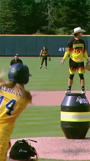 12M views · 46K reactions | Mat Wolf is proving himself to be the trickiest pitcher in the game  #bananaball #firefighters #savannahbanana #baseballmom #trickplay | Banana Ball | Facebook