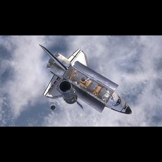 HST SM4 Hubble Deploy Released from Arm real footage without background music