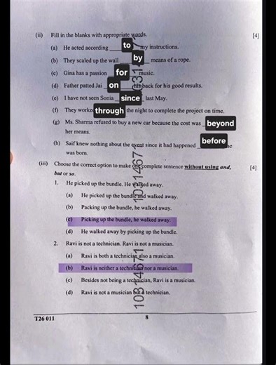 10 ICSE 2026 | ENGLISH LANGUAGE ANSWER KEY | GRAMMER PART|
