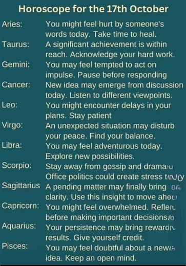 Daily horoscope October 17 2026. Like follow and share. #fypシ゚viral🖤tiktok☆♡🦋 #foryoupage #zodiacsigns #horoscope #dailyhoroscope