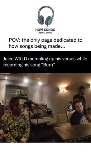 how songs being made on Instagram: "“Burn” by Juice WRLD released 2021 on Fighting Demons produced by Nick Mira and DT became standout posthumous track. The song gained strong streaming numbers and fan attention for emotional delivery and melodic depth, reinforcing Juice WRLD’s lasting influence on modern melodic rap and legacy worldwide for new generation listeners. The studio recording shows Juice layering vocals and shaping melodies through freestyle instinct while engineers captured raw take
