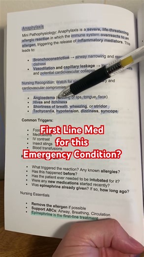Anaphylaxis: First Line medication #emergencynursing #ernurse