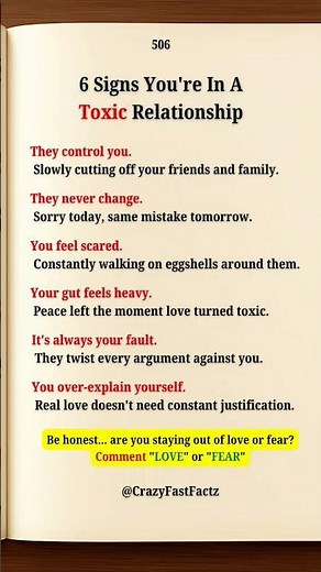 6 Signs of a Toxic Relationship You Should Never Ignore 😱 #psychology #facts #shorts