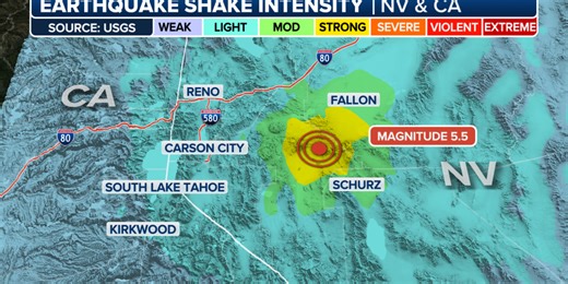 Magnitude 5.8 earthquake that jolted Reno was one out of 31 recorded quakes in western Nevada on Monday