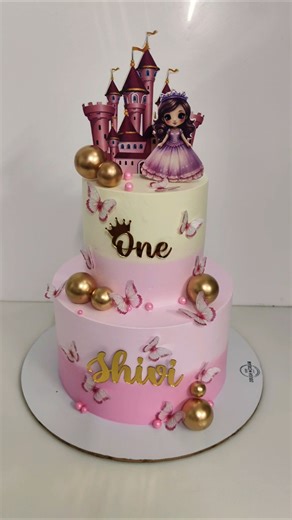 beautiful princess castle 2 tier cake design idea #princesscake #2tiercake #shorts #ytshorts #viral