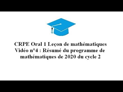 Leçon de mathématiques 4. Programme de mathématiques du cycle 2 de 2020