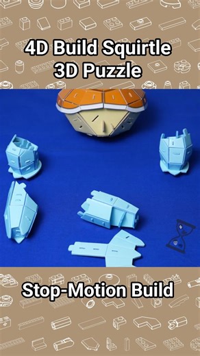 Squirtle 3D Puzzle Build | Stop-Motion Snippet #pokemon #squirtle #3dpuzzle #4dbuild #stopmotion
