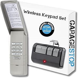 Garage Stop for 893LM 877LM Liftmaster Garage Door Opener Remote Keypad Bundle