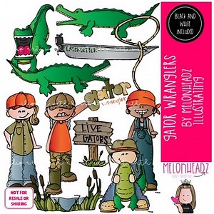 Gator Wranglers clip art Alligator clip art Hunting clip art COMBO PACK