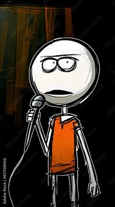 Confident speaker behind podium during stage speech. talking before audience. leader at public speaking. Good presentation, Comedian or political speaker with microphone cartoon 4k video