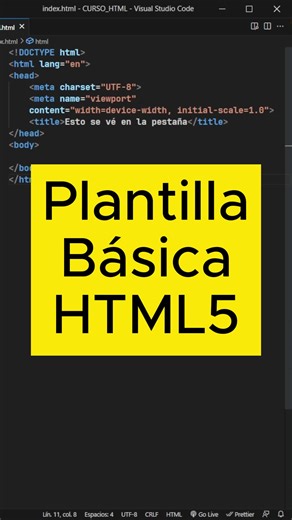 Aprenderemos la plantilla básica de una estructura HTML5 #html #htmlcss #html5 #html5css3