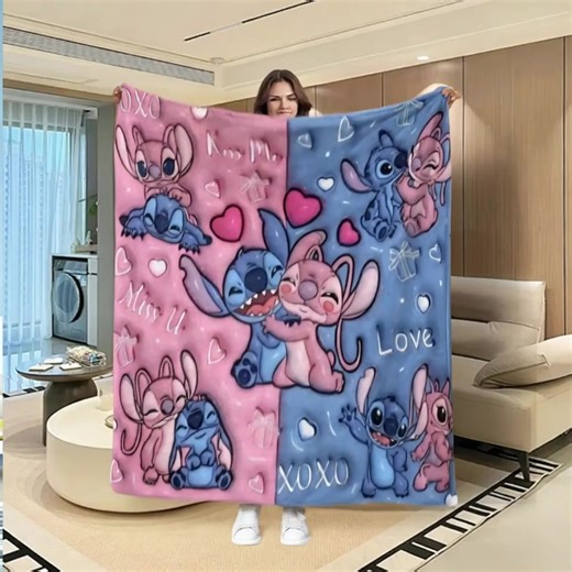 Snuggle up in ultimate comfort with this fantastic Blue Stitch Blanket! 💙 Made from soft flannel, it features a creative digital print perfect for adding a cozy, fun vibe to any space. Drape it over your sofa for movie nights or use it as a delightful bed cover. It’s also an amazing gift for Thanksgiving, Valentine's Day, or Christmas! Treat yourself or a loved one to this versatile and charming throw. Shop now! #flannelblanket #bluestitchdesign #cozyhome #holidaygift #AIGC #Moras