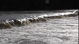 The widest waterfall in Europe in Latvia Kuldiga. River Venta and flying fishes Stock Video