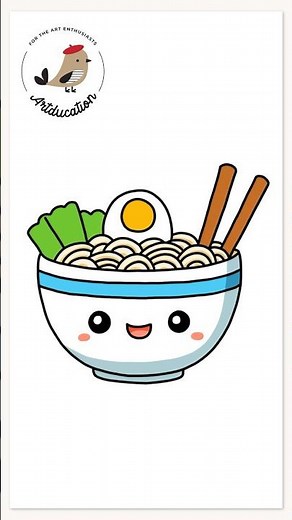 How To Draw A Ramen Noodles Bowl #artducation #howtodraw #ramennoodles #ramenbowl #drawing #shorts