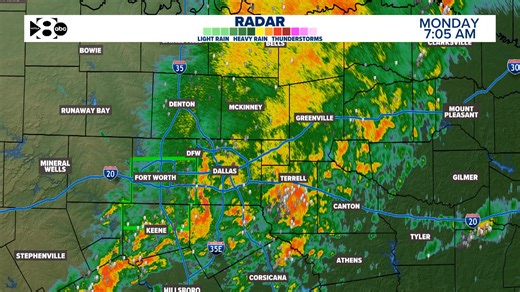 7:45 AM Radar Update: Some of the heaviest rain now on the southern and eastern parts of the metroplex. We're still looking dry for most by early afternoon! #txwx | WFAA Weather