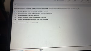 The Health Insurance Portability and Accountability Act (HIPAA)... | Filo