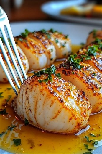 Seared Scallops in Lemon Garlic Butter 🐚🍋 Easy gourmet dinner with rich, melt-in-your-mouth flavor! 📝 Ingredients: 1 lb large sea scallops, patted dry 3 tbsp butter 2 tbsp olive oil 3 cloves garlic, minced 1 tsp paprika 1 tbsp chopped parsley Juice of ½ lemon Salt & pepper to taste 🍴 How to prepare it: 1️⃣ Prep & Season Scallops Dry scallops well, then season with salt and pepper for an easy gourmet meal and restaurant-quality finish. 2️⃣ Sear Until Golden Cook scallops in hot oil and butter