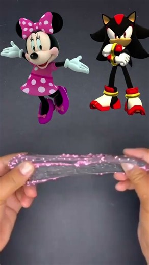 Shadow vs mini mouse 🌈 Slime mixing challenge##slime #slimemixing #slimechallenge #colors