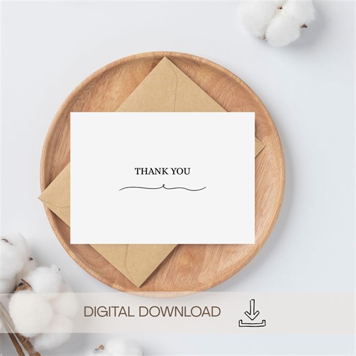 Printable Thank You Card | Digital Thank You Card | Download | Simple | 5 X 7 Inch | 2 Versions - Etsy