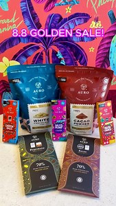 GET WHAT YOU WANT AT UP TO 30% OFF THIS 8.8! Shop your our select chocolate bars, gift sets, baking essentials, and more at the 8.8 Golden Sale! Hurry, head to our website, ShopeeMall, and LazMall from Aug 7 to 10 only! ✨ | Auro Chocolate | Facebook