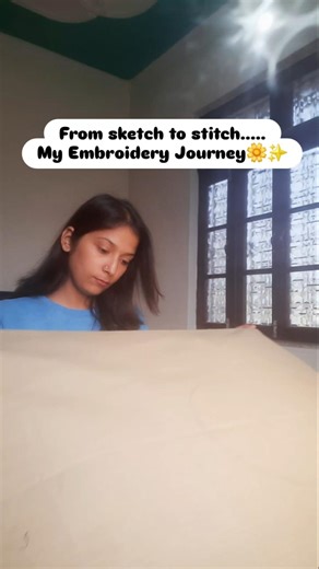 From Sketch to Stitch: My First Hand Embroidery Journey 🌻✨ #embroidery #shorts #shortvideo #youtube