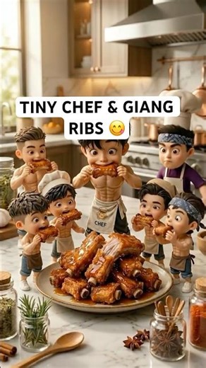 Tiny Chef Cooks GIANT Sweet & Sour Ribs! 🍖✨ Mini Kitchen Magic!