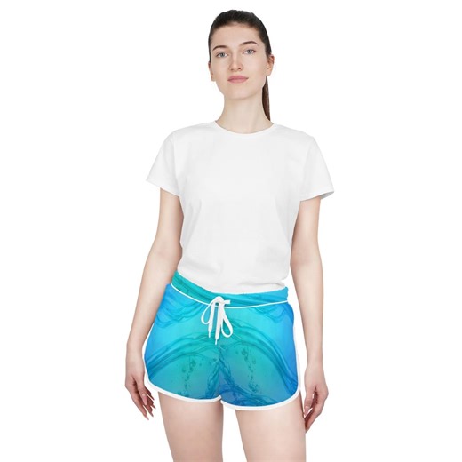 Teal Watercolor Wave Shorts | Women's Shorts - Etsy