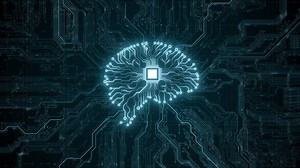 AI artificial intelligence and data mining. Chat GPT deep learning. Computer chip technology. Futuristic cyber innovation automation and autonomous brain. Chat text generative AI. Neural network 3D