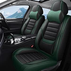 Seat Covers for Audi A8 A8e 2005-2023 Full Set 5 Seats,Premium Nappa Leather Car Seat Cover Waterproof Protector,Anti-Slip Wear Resistant Vehicle Seat Cover Car Chair Cushions(Black&Green, Pillow)